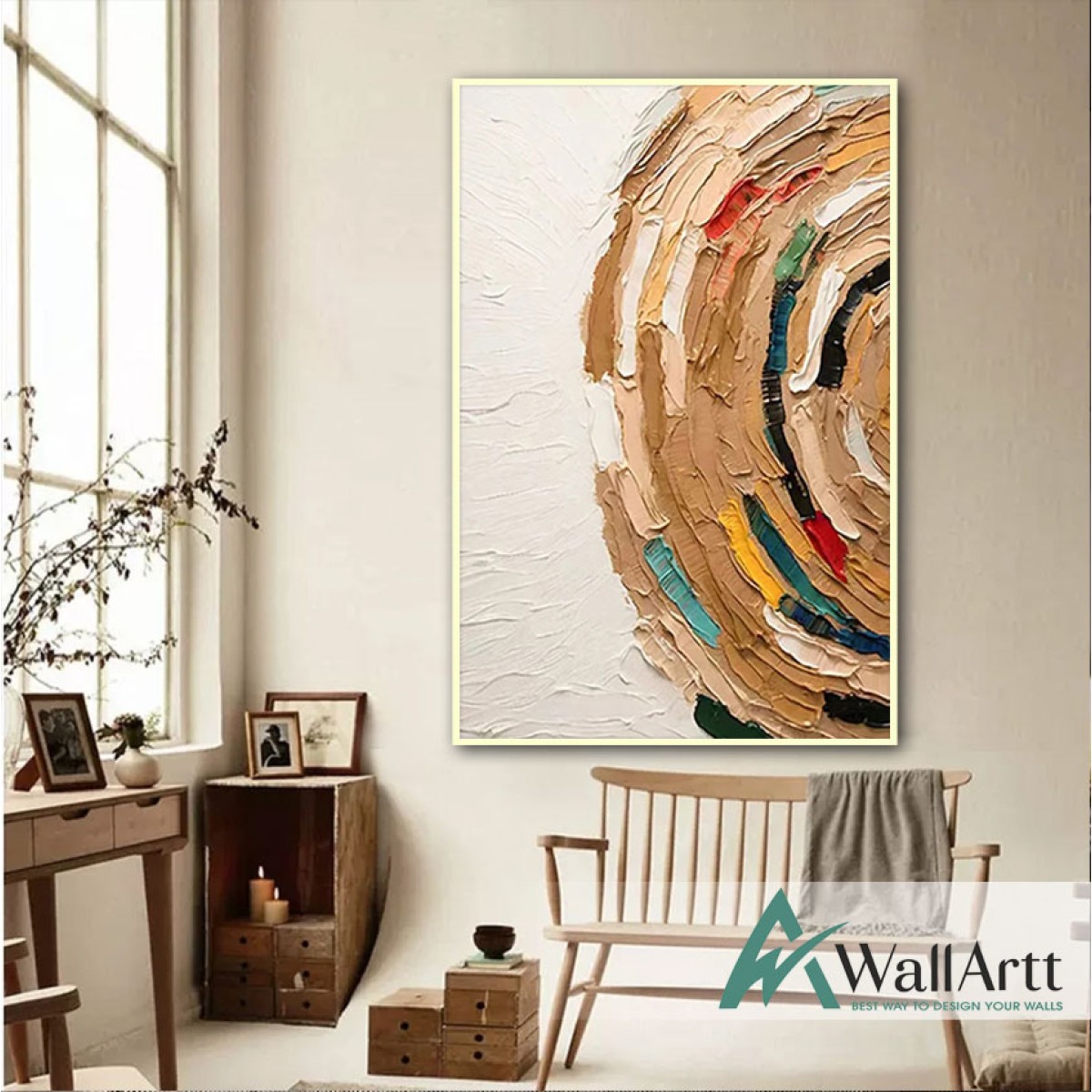 Abstract Half Circle 3d Heavy Textured Partial Oil Painting